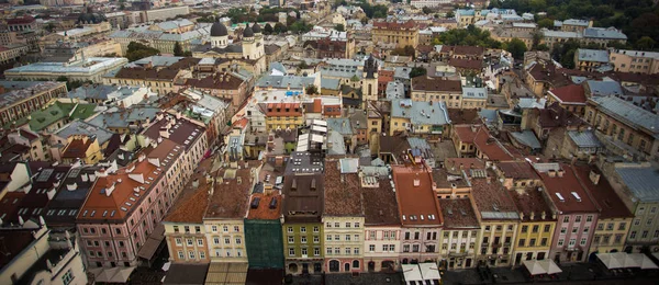 panoramic view of old european city, top view banner of architecture