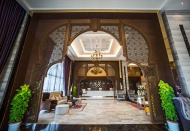 Bangkok, Tayland - 14 Ağustos: 14 Ağustos 2016 Al Meroz Hotel Bangkok, Tayland, Resepsiyon odasında.