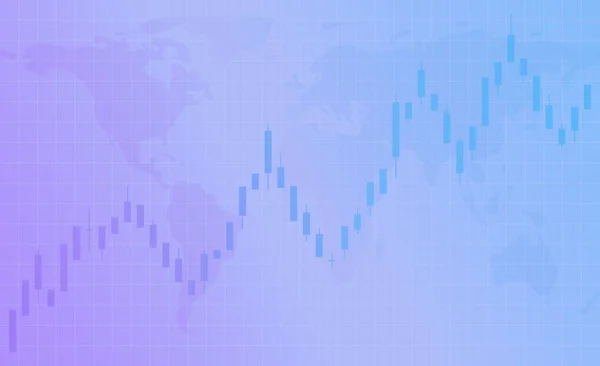 Gráfico de velas forex, mercado de valores. Fondo púrpura con rejilla . — Archivo Imágenes Vectoriales