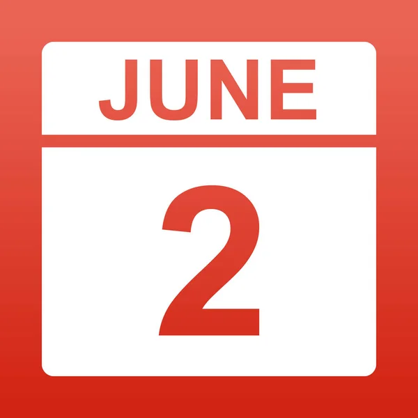 2 giugno. Giorno sul calendario . — Vettoriale Stock