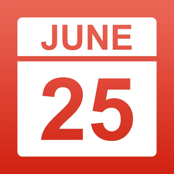 25 giugno. Giorno sul calendario . — Vettoriale Stock