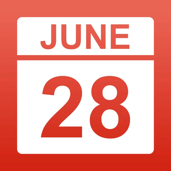 28 giugno. Giorno sul calendario . — Vettoriale Stock