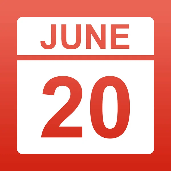 20 giugno. Giorno sul calendario . — Vettoriale Stock