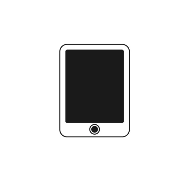 Una tableta negra icono aislado en un estilete plano con una pantalla negra . —  Fotos de Stock