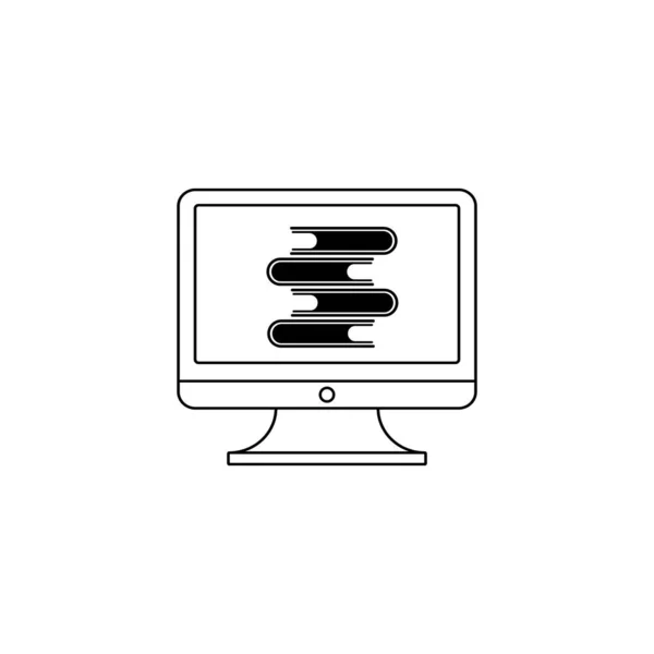 Концепция онлайн-библиотеки. Черный компьютер и стопка книг на белом изолированном фоне . — стоковое фото