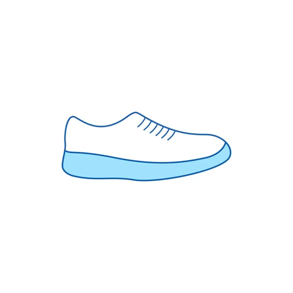 Icône Sneaker. Chaussures bleues linéaires sur fond blanc isolé dans un style plat . — Photo