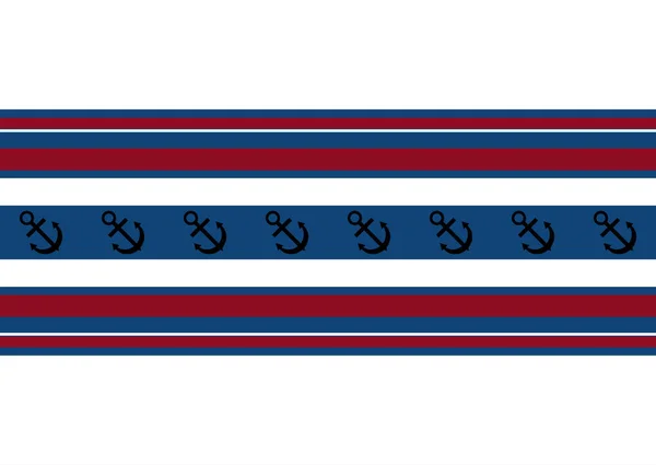 Hintergrund aus roten, weißen und blauen Streifen mit einem Anker.Weißes Banner mit Kopierraum. — Stockfoto