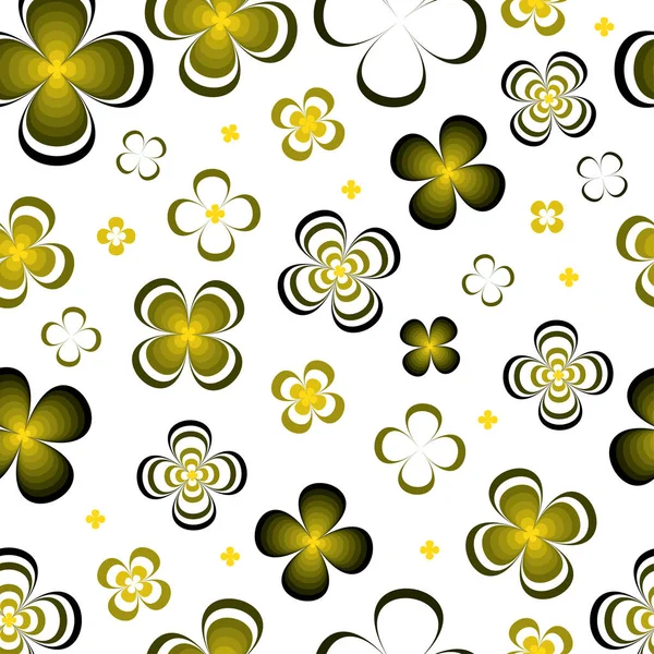 Monocromático abstrato amarelo flores verdes sobre fundo branco . — Fotografia de Stock