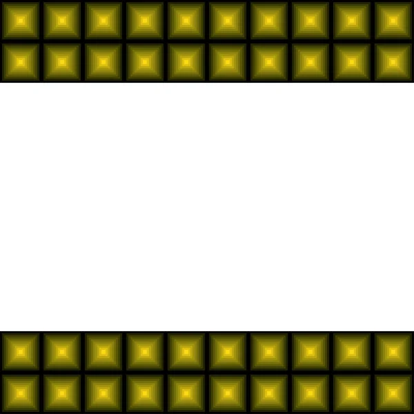 Ramka kształtów geometrycznych. Żółto-zielone kwadraty w kształcie piramid. — Zdjęcie stockowe