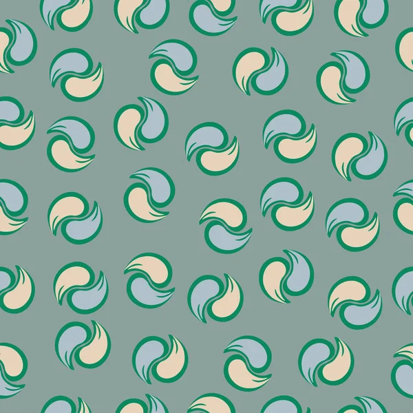 Yin yang symbol in the form of leaves on a gray background.Seamless pattern.
