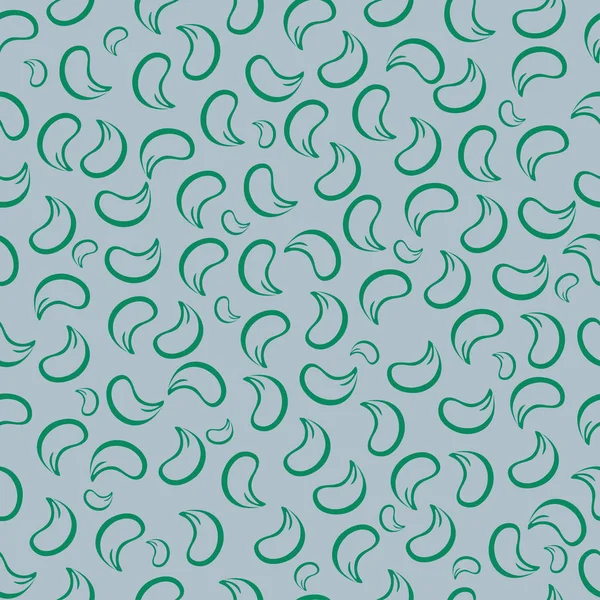 Green leaves in the shape of a paisley with a green stroke on a white background. Falling feathers. — Stock Photo, Image