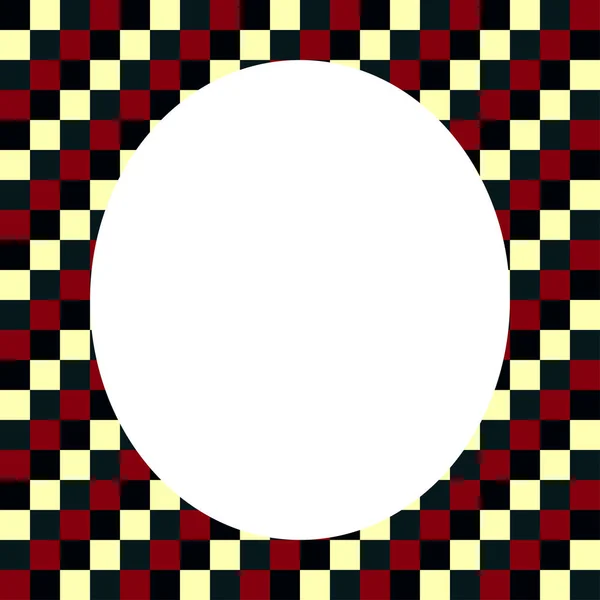 Marco redondo sobre el fondo de un fondo geométrico de cuadrados de colores. Lugar para el texto . — Foto de Stock