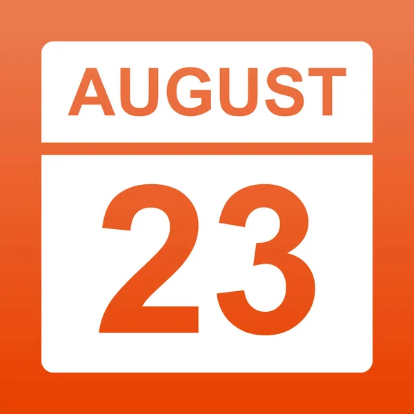 23 agosto. Calendario bianco su sfondo colorato. Giorno sul calendario. Ventitré agosto. Semplice illustrazione vettoriale . — Vettoriale Stock