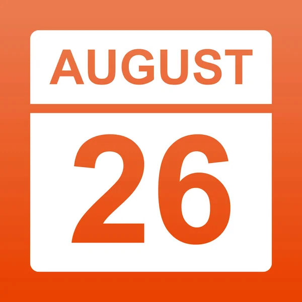 26 agosto. Calendario bianco su sfondo colorato. Giorno sul calendario. Il ventisei agosto. Semplice illustrazione vettoriale . — Vettoriale Stock