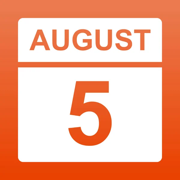 5 sierpnia. Biały kalendarz na kolorowym tle. Dzień w kalendarzu. Piąta sierpnia. Prosta ilustracja wektorowa. — Wektor stockowy