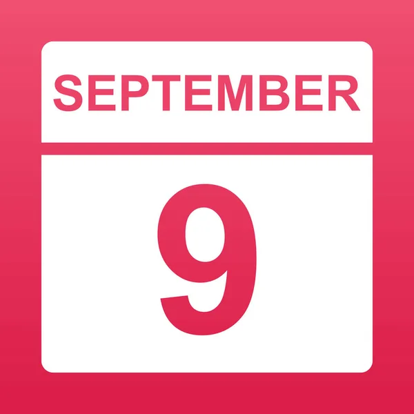 9 września. Biały kalendarz na kolorowym tle. Dzień w kalendarzu. Dziewiąty września. Prosta ilustracja wektorowa. — Wektor stockowy