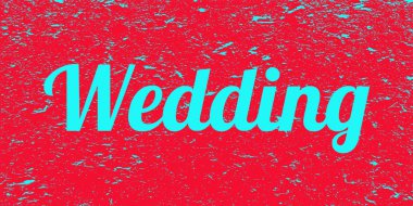 Kırmızı grunge arka plan üzerinde yazıt düğün. Vektör çizimi.