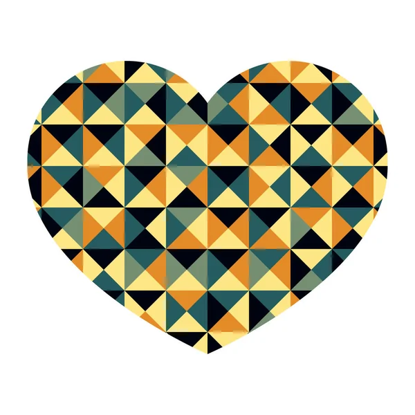Herz mit einem Farbmuster aus Dreiecken. Herz mit geometrischem Muster. Vektorillustration. — Stockvektor