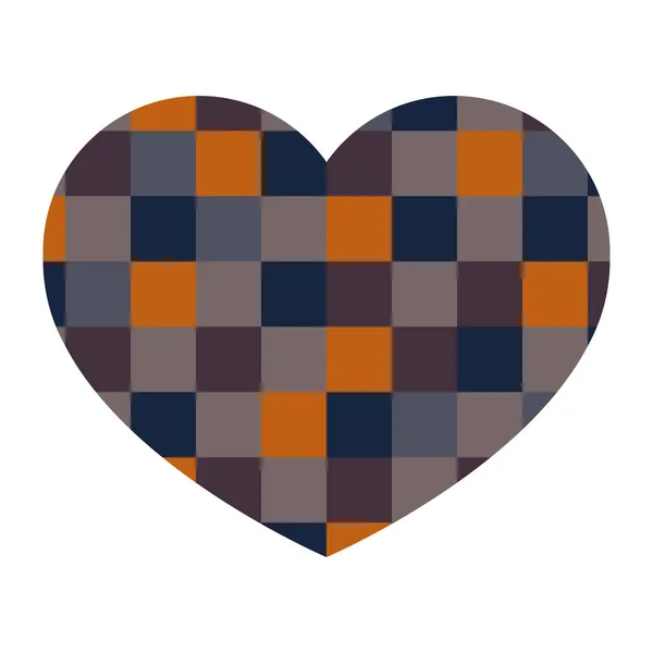 Coeur avec un motif de couleurs de carrés. Coeur avec motif géométrique. Illustration vectorielle . — Image vectorielle