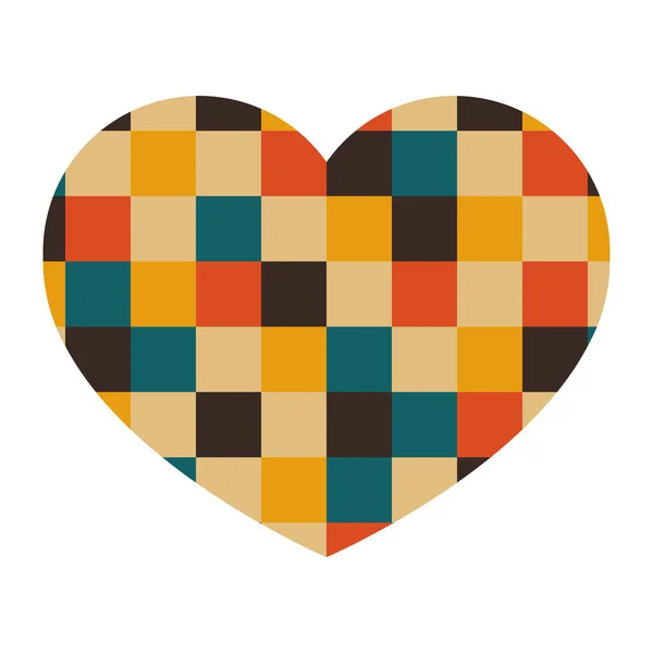 Coeur avec un motif de couleurs de carrés. Coeur avec motif géométrique. Illustration vectorielle . — Image vectorielle