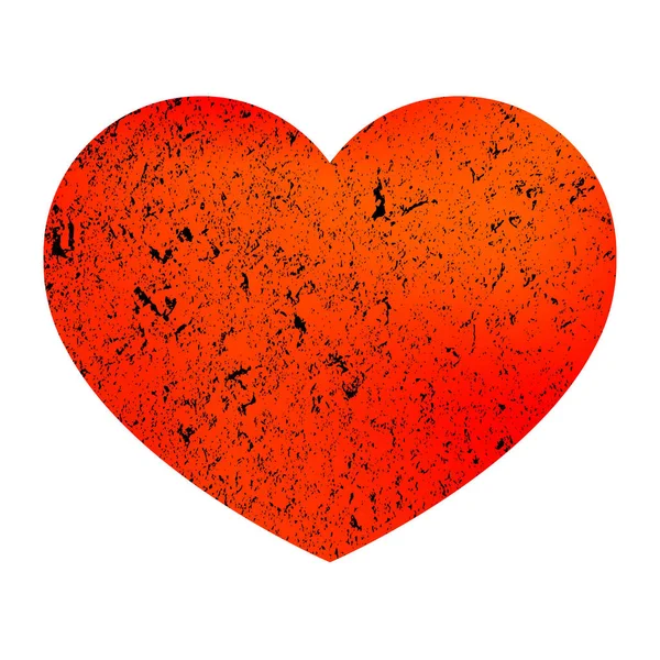 Coeur orange avec texture de pierre. Coeur en style grunge. Saint-Valentin. Coeur sur fond blanc isolé. Illustration vectorielle . — Image vectorielle