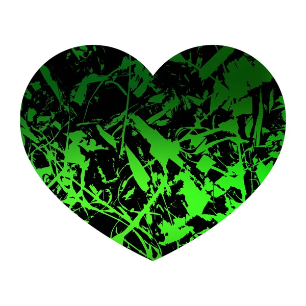 Corazón verde del patrón de hierba. Concepto ecológico. Ilustración vectorial . — Vector de stock