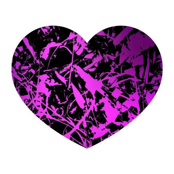 Coeur rose de motif d'herbe. Coeur rose grunge. Illustration vectorielle . — Image vectorielle