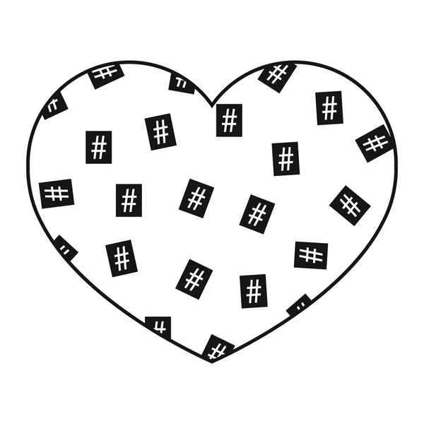 Coeur avec un motif de hashtag. Illustration vectorielle . — Image vectorielle