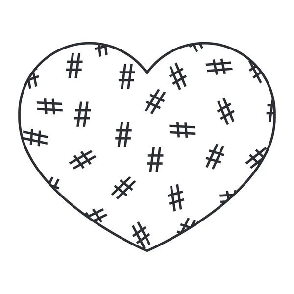 Coeur avec un motif de hashtag. Illustration vectorielle . — Image vectorielle