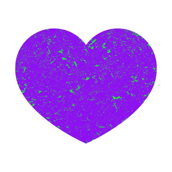 Coeur violet brillant en forme de gemme. Texture grunge. Coeur sur fond blanc isolé. Illustration . — Photo