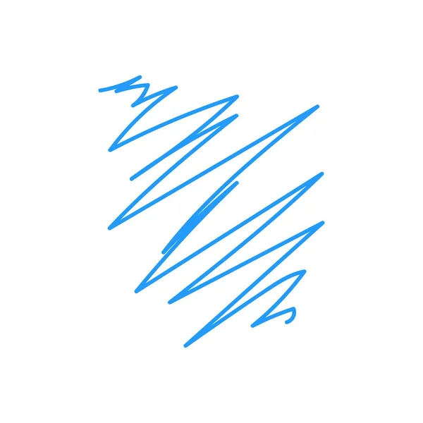 Crayon bleu dessiné à la main. Lignes décoratives isolées sur fond blanc. Illustration . — Photo