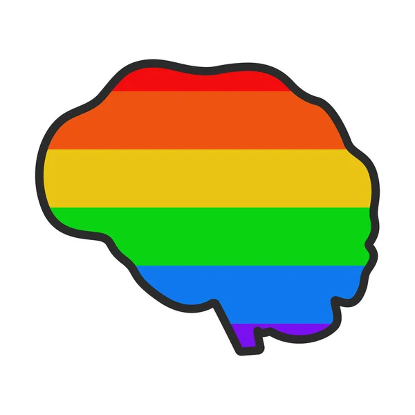 Icono de un cerebro humano en el fondo de la bandera lgbt. Ilustración vectorial . — Foto de Stock