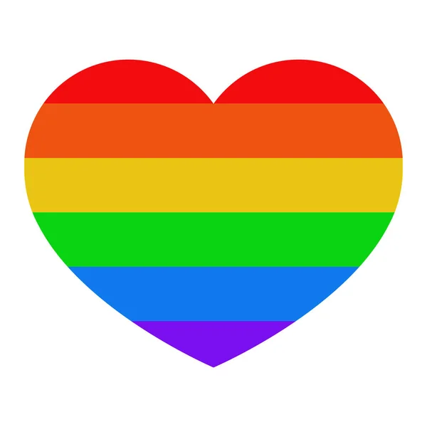 Corazón con bandera LGBT sobre fondo blanco aislado. Rayas coloridas. Ilustración . — Foto de Stock