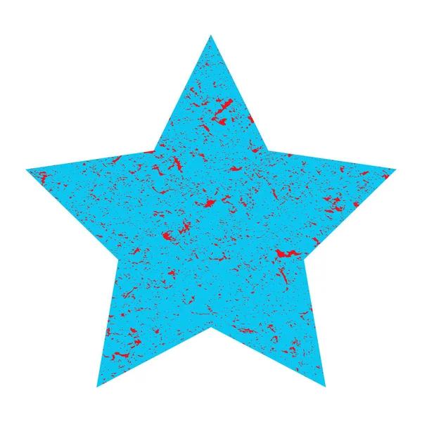 Grunge ster. Blauwe ster met textuur op een geïsoleerde witte achtergrond. Illustratie. — Stockfoto