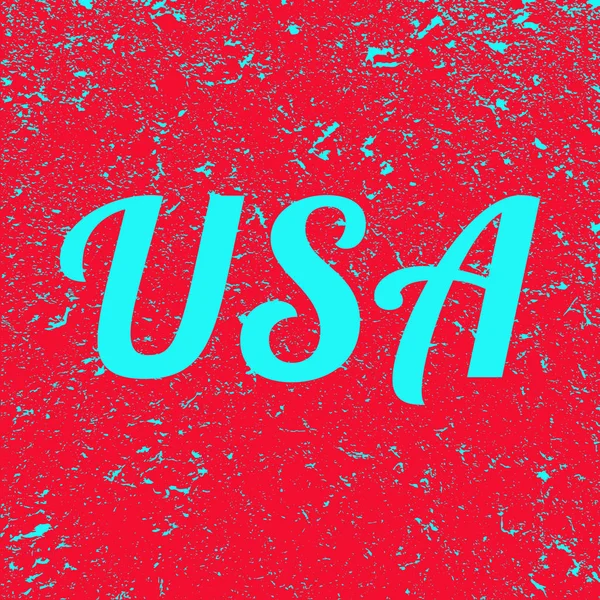 Napis USA na tle grunge. Czerwony baner z niebieskim tekstem w USA. Ilustracji. — Zdjęcie stockowe