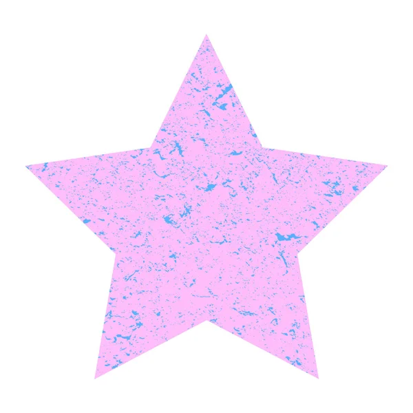 Grunge stjärna. Rosa pastell stjärna med textur på en isolerad vit bakgrund. Illustration. — Stockfoto