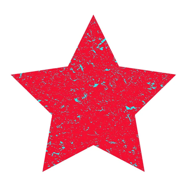 Grunge ster. Rode ster met textuur op een geïsoleerde witte achtergrond. Illustratie. — Stockfoto