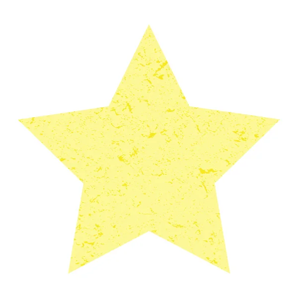 Una stella del grunge. Stella gialla con texture su uno sfondo bianco isolato. Illustrazione . — Foto Stock