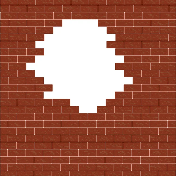 Hole in the brick wall. Broken brick wall. Illustration.