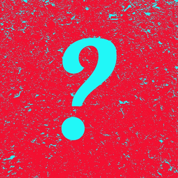 Grunge arka plan üzerinde soru işareti. Mavi soru işareti ile kırmızı afiş. Illüstrasyon. — Stok fotoğraf