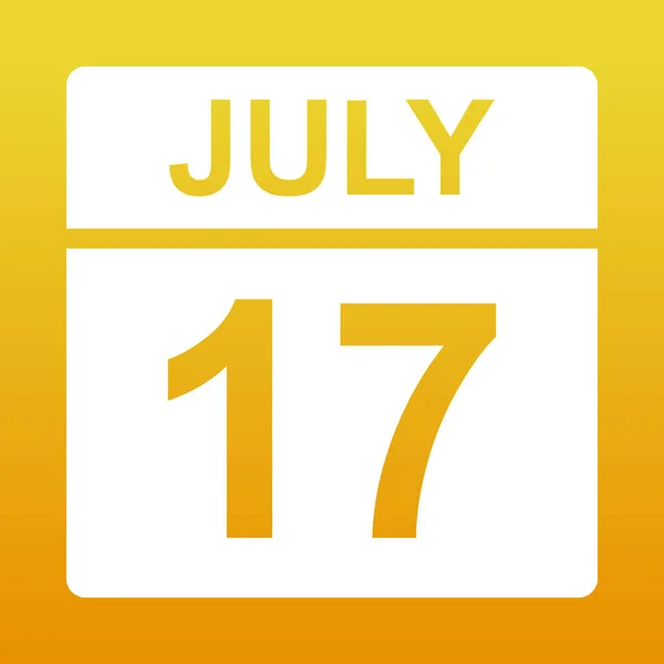 17 luglio. Calendario bianco su sfondo colorato. Giorno sul calendario. Illustrazione . — Foto Stock