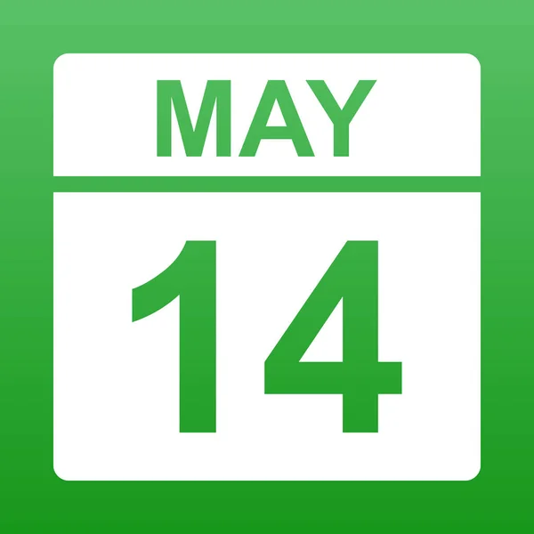 14. května. Bílý kalendář na barevném pozadí Den v kalendáři. Obrázek. — Stock fotografie