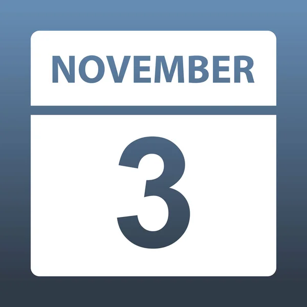 3 листопада. Білий календар на кольоровому фоні. День у календарі. Третій листопад. Векторні ілюстрації . — стоковий вектор
