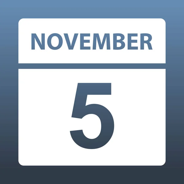 5 листопада. Білий календар на кольоровому фоні. День у календарі. П'ятого листопада. Векторні ілюстрації . — стоковий вектор