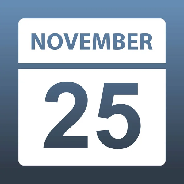 25 листопада. Білий календар на кольоровому фоні. День у календарі. Двадцять п'ята листопада. Векторні ілюстрації . — стоковий вектор