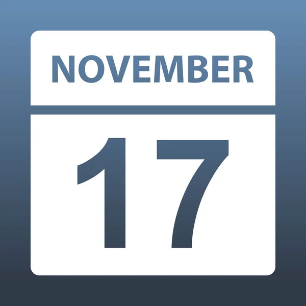 November 17. White calendar on a colored background. Day on the calendar. Seventeenth of november. Vector illustration. — Stock Vector