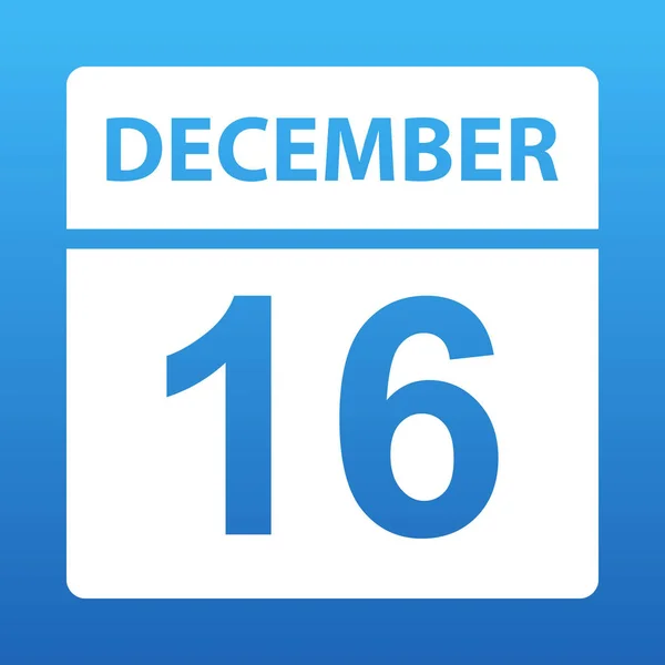 16 de Dezembro. Calendário branco em um fundo colorido. Dia no calendário. 16 de Dezembro. Ilustração vetorial . —  Vetores de Stock