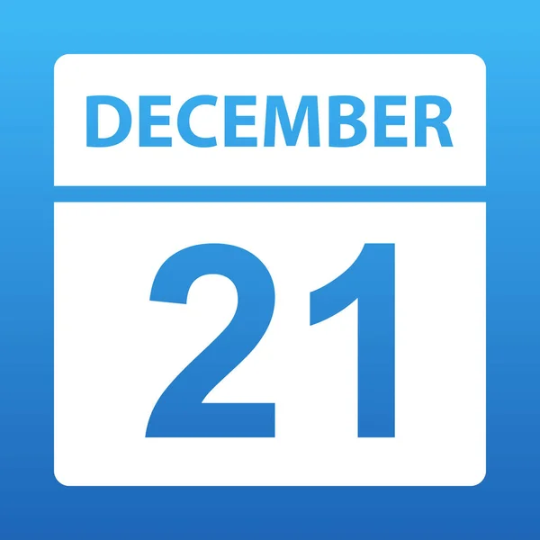 21 Aralık. Renkli arka planda beyaz takvim. Takvimdeki gün. Aralık'ın ilk yirmi. Vektör çizimi. — Stok Vektör