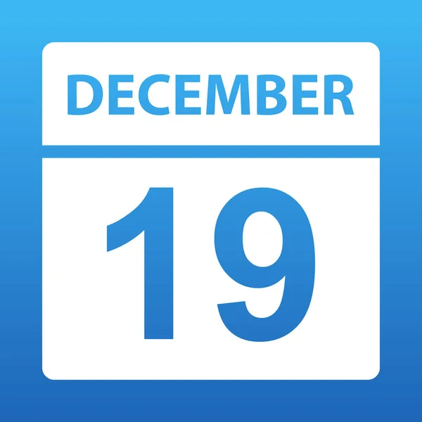 19. Dezember weißer Kalender auf farbigem Hintergrund. Tag im Kalender. 19. Dezember. Vektorillustration. — Stockvektor