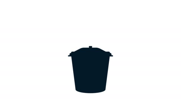 Opening trash can on a white background. — Stock Video